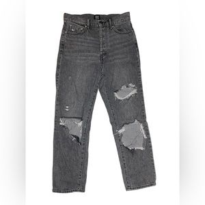 BDG Urban Outfitters Jeans Womens 27 Slim Straight Destroyed Black Button Fly